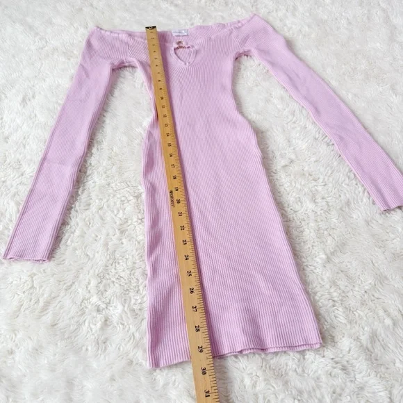 Lovers and Friends Lavender Ribbed Knit Off-Shoulder Mini Dress SMALL Bodycon - Picture 7 of 8